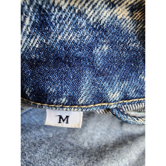 WHIPP Acid Wash Denim Jacket Size Medium Retro Look Oversized Heavy - Picture 10 of 13